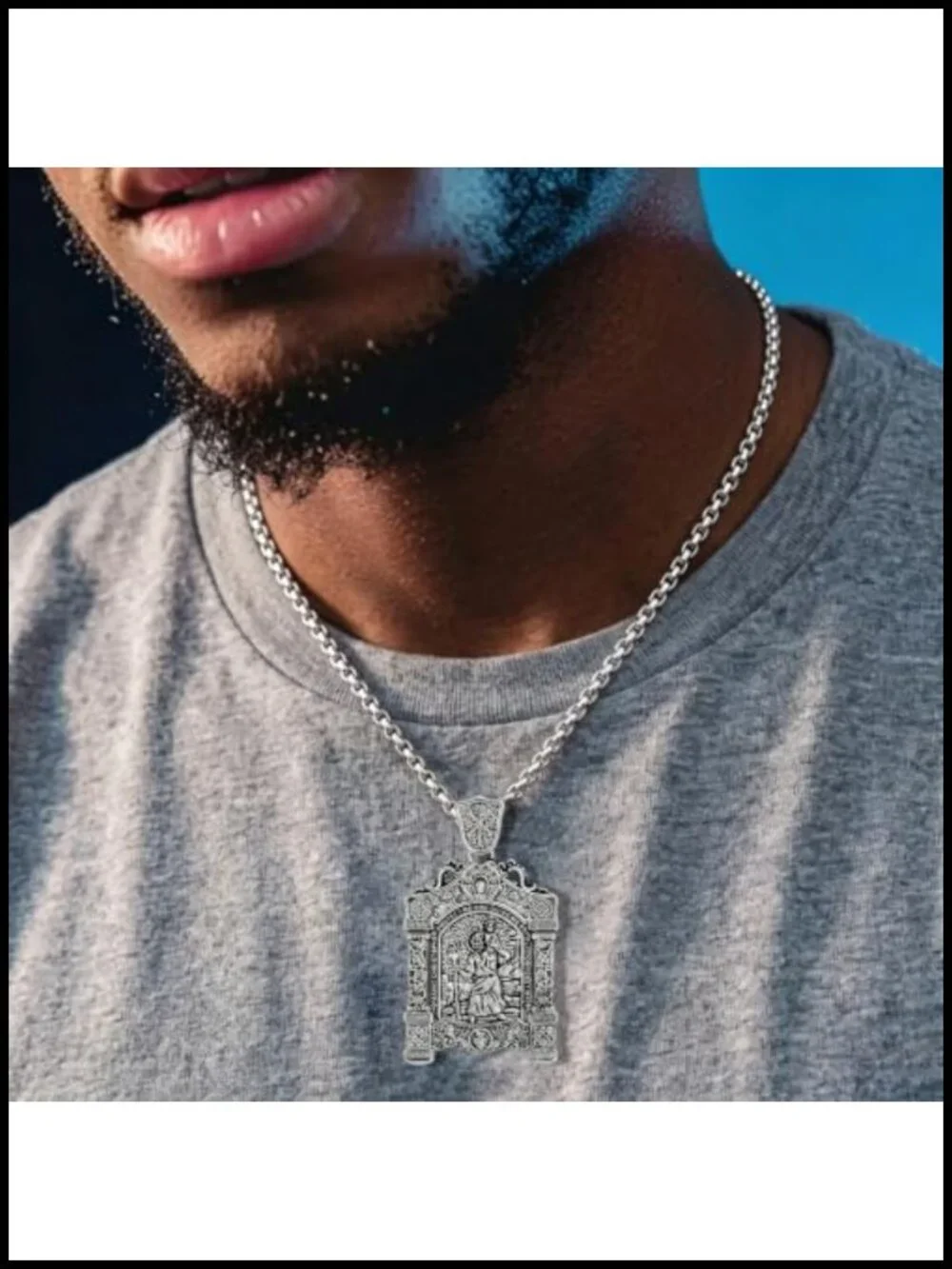 St Christopher Medal Necklace Patron Saint of Travelers Car Safety Silver